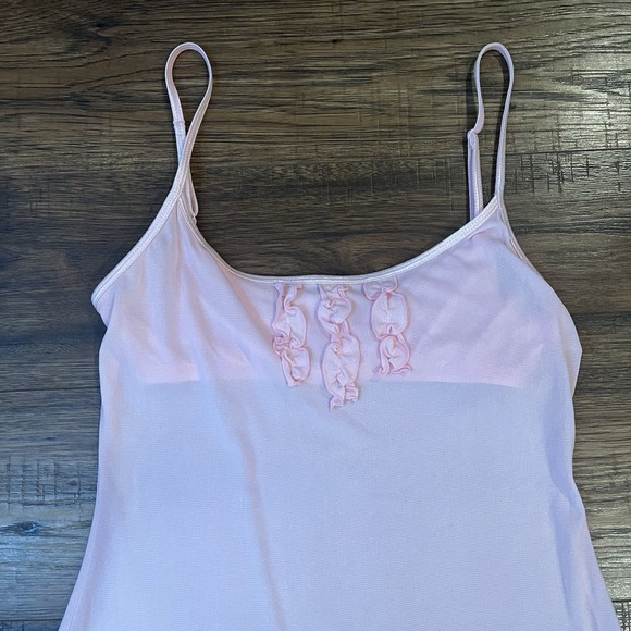 La Senza Mesh Pink Slip Dress Ruffle Sleeveless Lettuce Trim Y2K Coquette Small - Picture 2 of 10